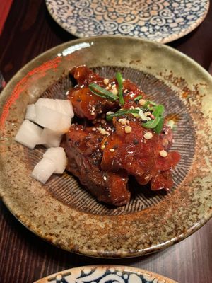 Korean fried oumph, side dish. Very tasty!   at SIN in Stockholm