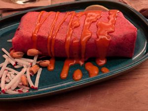 Vegan burrito with minced meat. Veganuary special at Enchilada in Leipzig