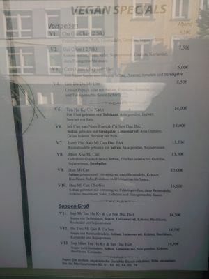 Vegan menu at Saigon Quan in Munich