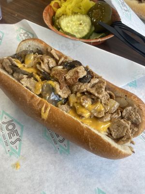 “Vegan” cheesesteak, which is apparently mislabeled due to the bread😒 at Joe's Steaks + Soda Shop in Philadelphia