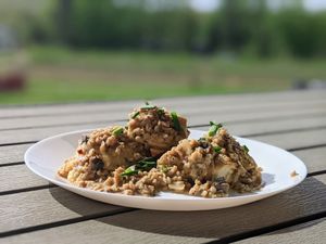 Ugly Biscuits with gravy, always vegan, and gluten sensitive on request! at Ugly Biscuits Bed and Breakfast in Baraboo