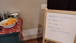 Breakfast menu. It was just two of us that morning. at Ugly Biscuits Bed and Breakfast in Baraboo