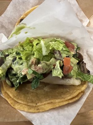Veggie taco (that white part is mashed potatoes! 😆)  at Tacotarian - Blue Diamond Rd in Las Vegas