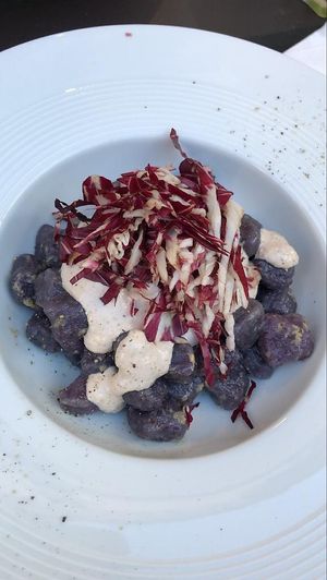 Purple potato gnoccis, very delicious  at Origami in La Spezia