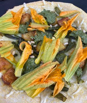 Pesto pizza  at Origami in La Spezia