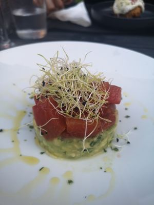 Avocado with smoked Melon at Origami in La Spezia