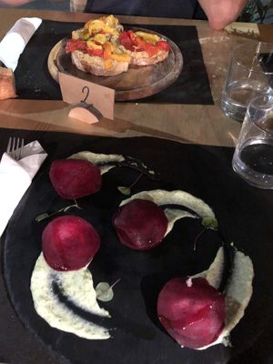 Betteraves crème d’amande et ricotta  at Origami in La Spezia