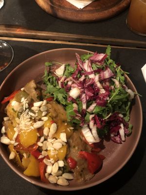 Seitan & Bell pepers vegan at Origami in La Spezia