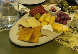 Cheese and charcuterie board at Origami in La Spezia