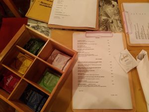 Menu + tea flavours at Origami in La Spezia