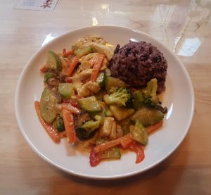 Asian vegetable stir-fry at The Oneness Fountain Heart Vegan/Vegetarian Cafe in Ulaanbaatar