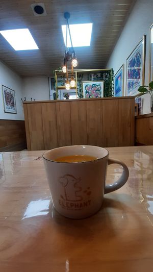 Seabuckthorn juice at The Oneness Fountain Heart Vegan/Vegetarian Cafe in Ulaanbaatar