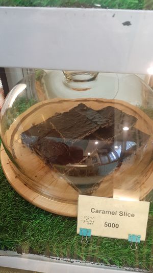 Vegan gluten-free caramel slice at The Oneness Fountain Heart Vegan/Vegetarian Cafe in Ulaanbaatar