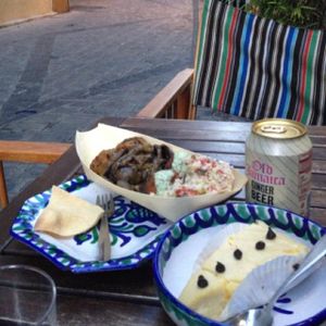 yummm! Eco boat, vegan cheesecake and ginger beer  at El Piano - Malaga in Malaga