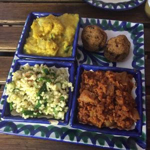 dhal, chili, falafels and tabouleh at El Piano - Malaga in Malaga
