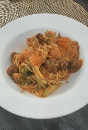 Meatball pasta at Agnista Restaurant - Lagshan Center in Ulaanbaatar