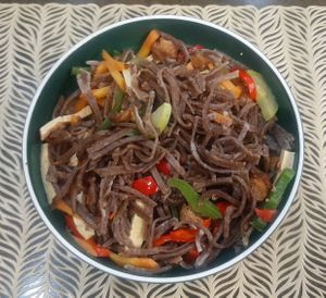 Tsuivan with flax flour at Agnista Restaurant - Lagshan Center in Ulaanbaatar