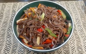 Tsuivan with flax flour at Agnista Restaurant - Lagshan Center in Ulaanbaatar