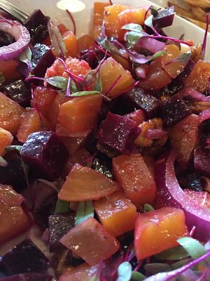 red and golden beets with red onion and balsamic vinaigrette  at Schlafly Tap Room in St Louis