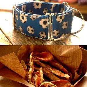 Dog accessories that uou do not find in any other place. And the probably best vegan dog treats.  at hundsfutter in Madrid