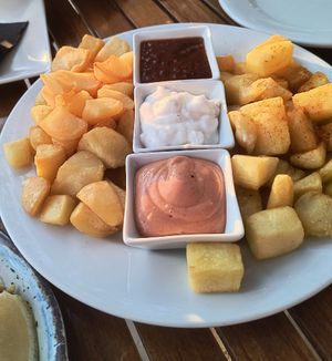 Patatas bravas at Can Jaume Beach Bar in Ibiza