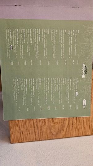 Vegan pizza menu, there's also a power pizza at Pizzeria Daniela in Montebelluna