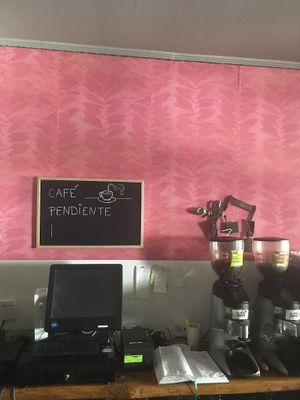 Se ofrecen café pendiente también, un tipo de consumición solidaria.  at RootGasteiz in Vitoria Gasteiz