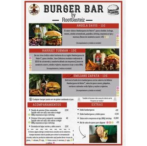 Burger bar menu (only on thursday) at RootGasteiz in Vitoria Gasteiz