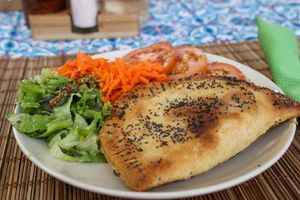 empanadas stuffed with cabbage, carrots and corn at Kasa d' Vizin Restaurant in Eito