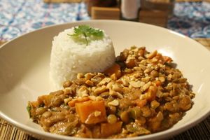  African peanut stew with sweet potato at Kasa d' Vizin Restaurant in Eito