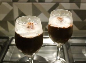 salted caramel chocolate mousse with caramalised bananas and whipped cream at Kasa d' Vizin Restaurant in Eito