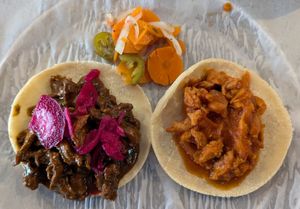 Vegan Mole Taco and Vegan Tinga Taco at Taquería Los Puñales in Portland