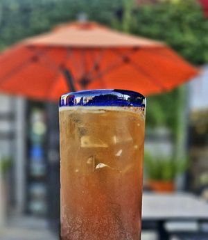 Sicilian Sparkler: blackberry, mandarin, mango with green tea at Tea Bar & Fusion Cafe in Sacramento