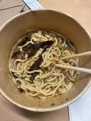 Half eaten vegan ramen, super yummy  at Paper Tiger in Ottawa
