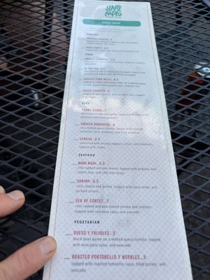 Two veggie options at bottom of menu, but we wanted no oil.  So we went with all sides!  at Uno Mas Taqueria y Cantina - S Pearl St in Denver