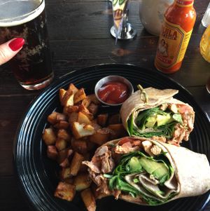 vegan chick'n wrap at The Den Cafe in Santa Ana