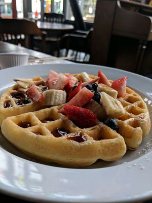 GF Belgian Waffle at The Den Cafe in Santa Ana