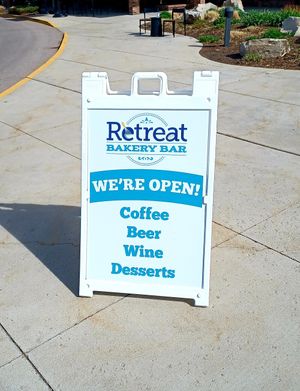 Sign at Retreat Bakery Bar in Fort Collins