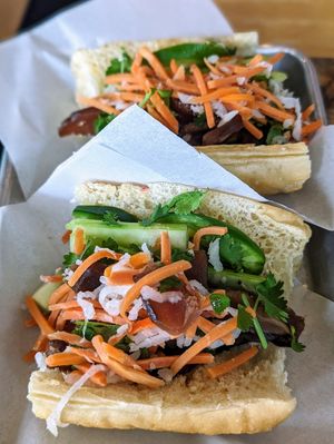 Tofu ban mi, ask for it vegan at Ba's Vietnamese Comfort Food in Albany