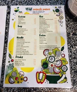 Menu at Vege Munch in Northbridge