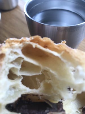 Look how flakey the vegan pain au chocolate is  at Cloud Picker in Dublin