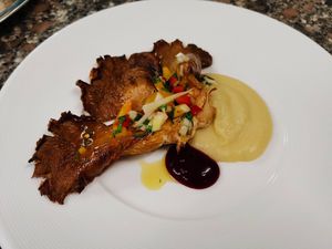 Fungo alla brace con cimchurri at Le Rasole in Garda