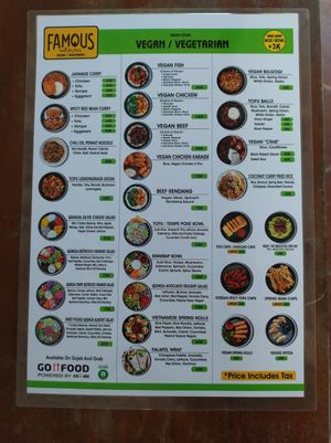 Updated menu. 2023-08-01 at Famous Vegetarian Vegan food in Seminyak