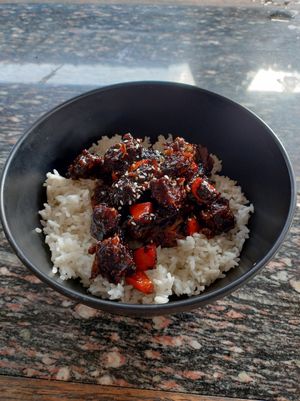 Vegan beef with black pepper at Famous Vegetarian Vegan food in Seminyak