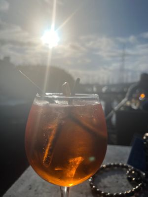 Drinkies and stunning view at La Casa Flamenca in Portsmouth