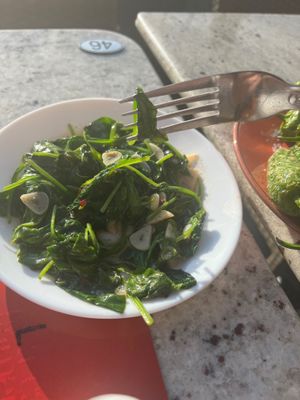 Wilted spinach cooked in garlic and white wine at La Casa Flamenca in Portsmouth