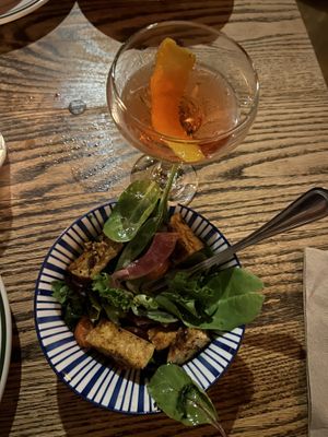 Negroni and side salad add tofu   at The Weary Traveler in Madison