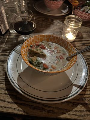 Another small tomkha add tofu 7$   at The Weary Traveler in Madison