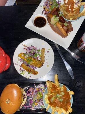 piggie smalls sub, corn to be wild and jungle is massive burger  at Jungle Bird in Birmingham