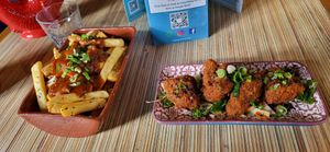 Sietan wings and jerk loaded fries at Jungle Bird in Birmingham